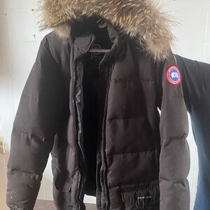 Canada Goose Brown Jacket with Red Logo